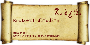 Kratofil Ádám névjegykártya